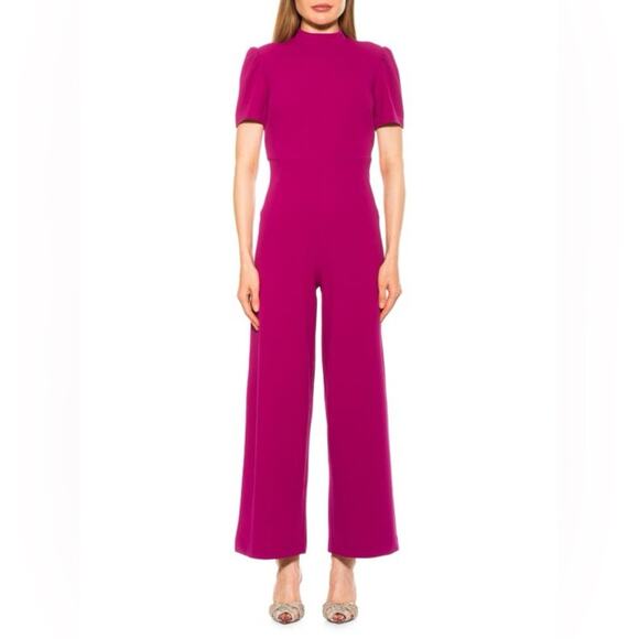 NWT Alexia Admor Willow Wide Leg Short Sleeve Jumpsuit in Magenta Size Small - Picture 1 of 12